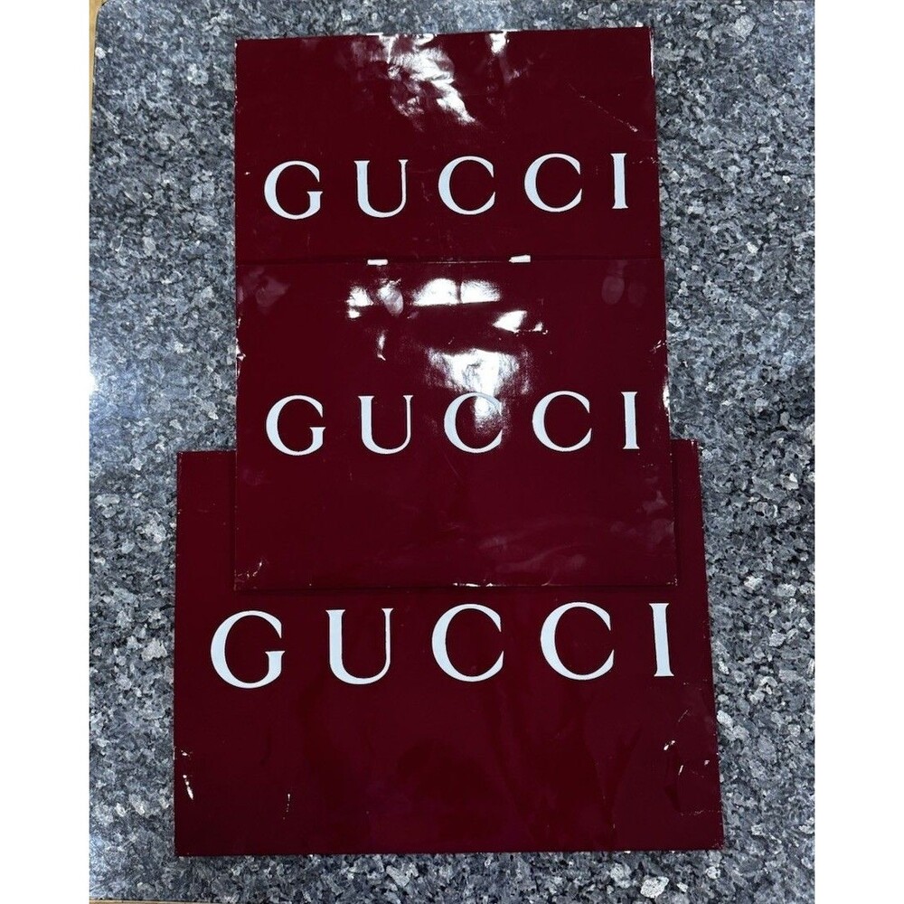 Authentic Gucci Shopping Gift Bag Only Red Burgundy Paper Large 3x 19"x14"x7"